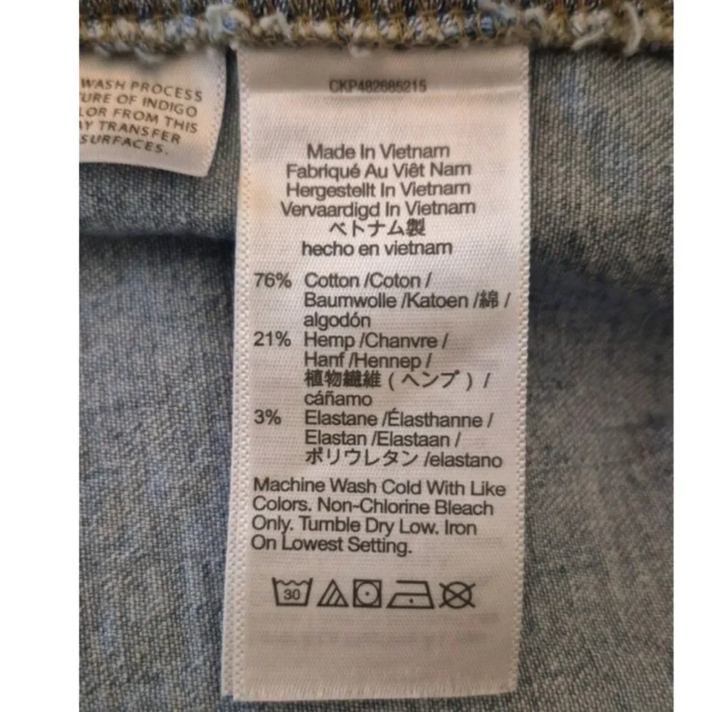 Madewell Denim Mini Dress S Snap Front Hemp Blend Short Sleeve Light Wash Casual - Picture 7 of 11